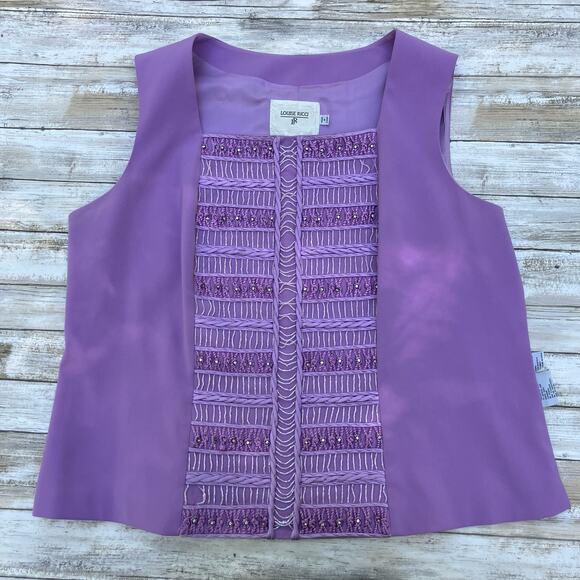 Louise Ricci Tops - Louise Ricci Top Blouse Sz 18 Purple Beaded square Neckline Rhinestone Y2K Glam